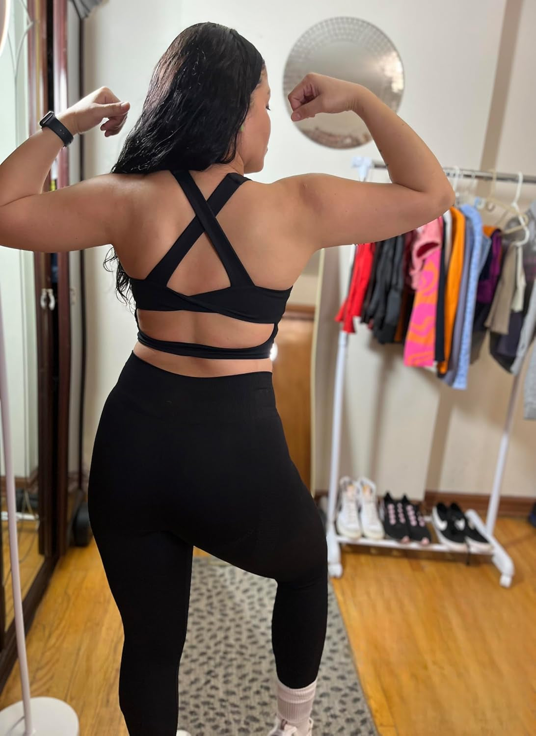 Sports Bras for Women Criss-Cross Back Padded Workout Tank Tops Medium Support Crop Tops for Women