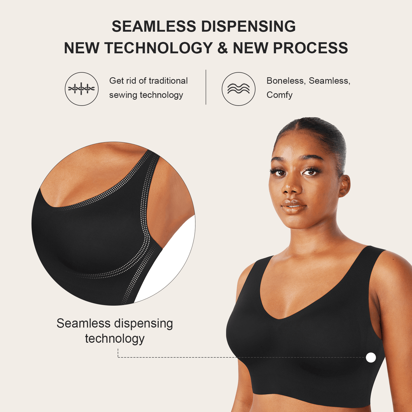 Fitted Deep-V Seamless contouring tank bra