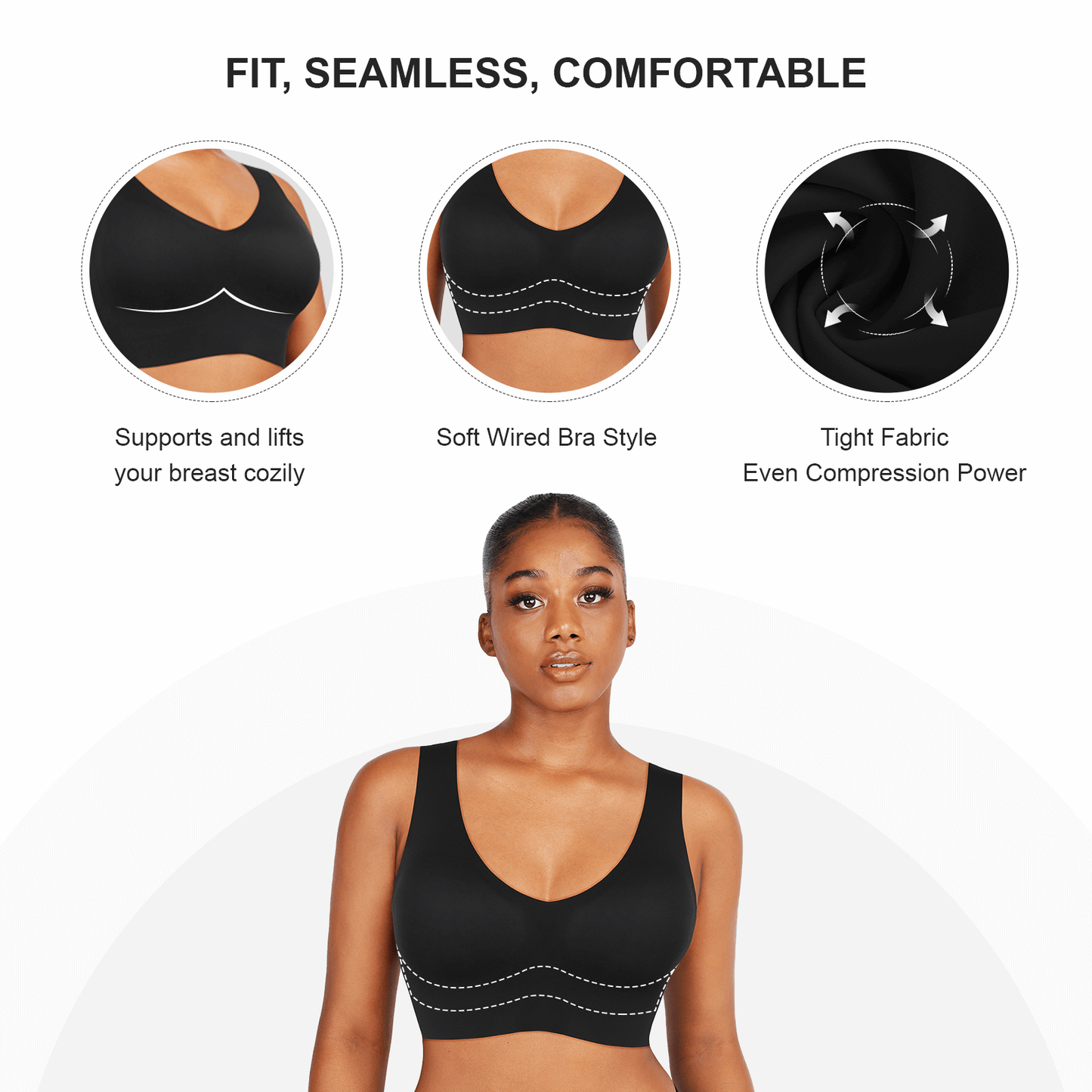 Fitted Deep-V Seamless contouring tank bra