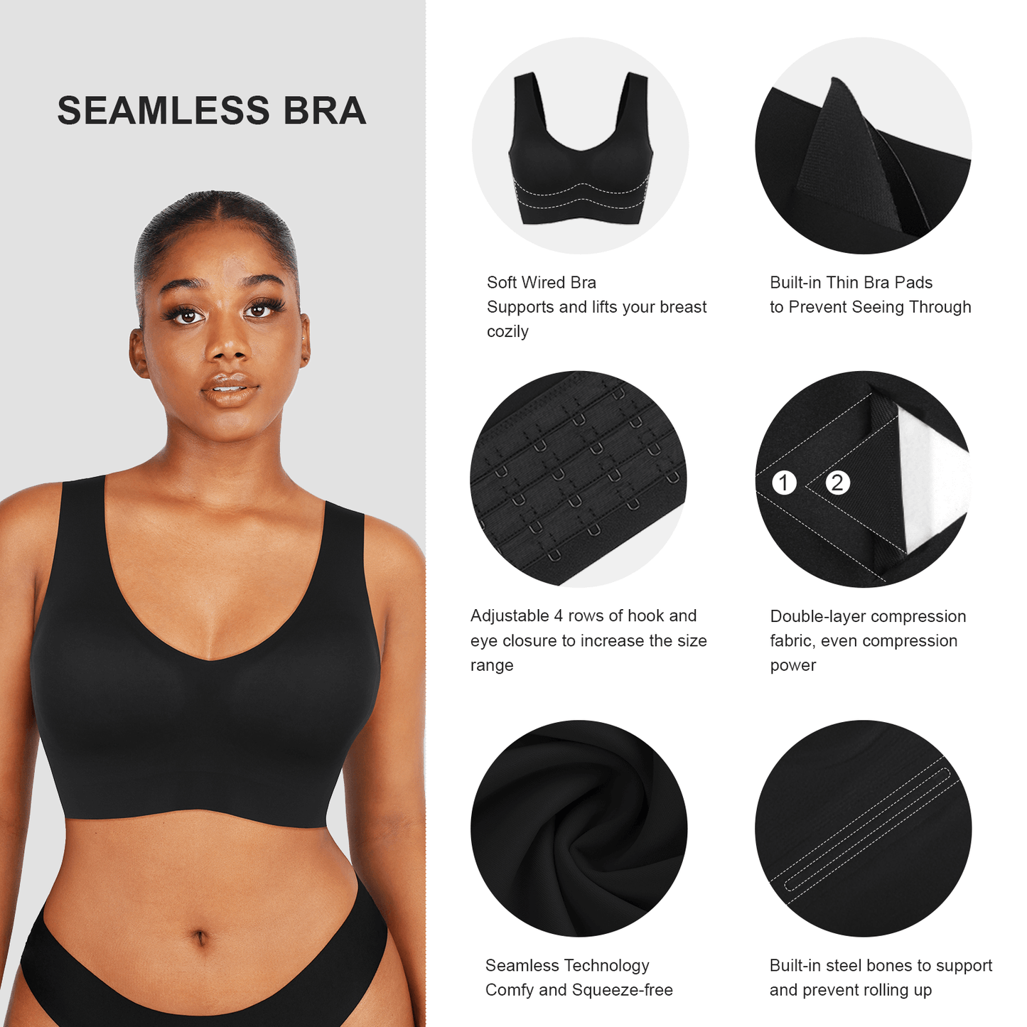 Fitted Deep-V Seamless contouring tank bra
