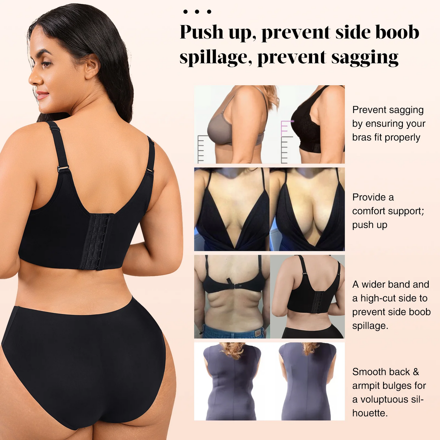Back Fat Trim Deep Cup Shapewear Bra