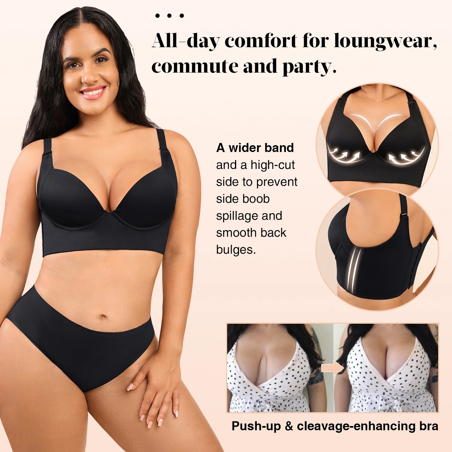 Back Fat Trim Deep Cup Shapewear Bra