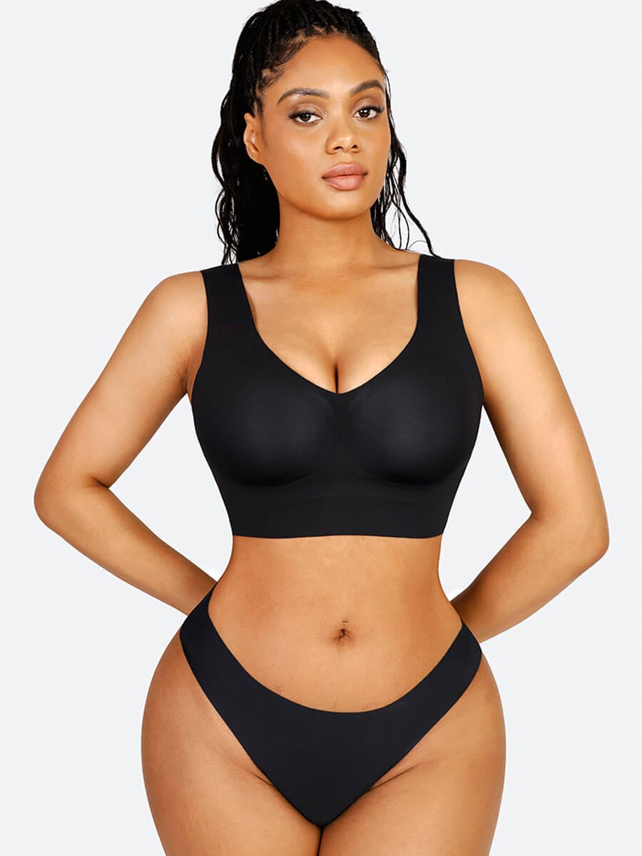 Fitted Deep-V Seamless contouring tank bra