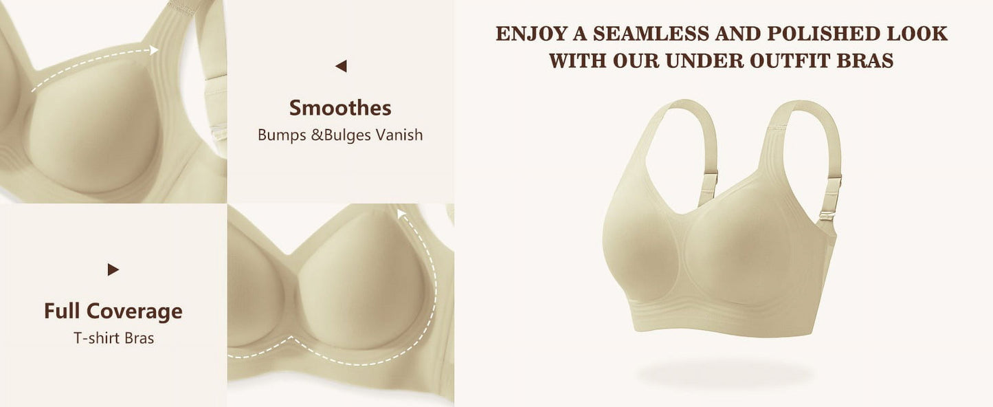 Smooth Wireless Bras for Women No Underwire Comfort Seamless Bras Full Coverage Everyday Bra New Upgrade